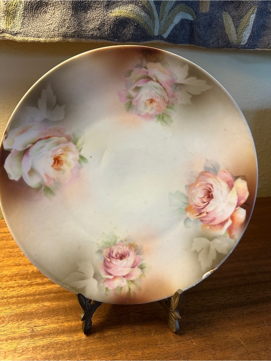 Other - Vintage Floral Porcelain Dinner Plate - Pink Rose